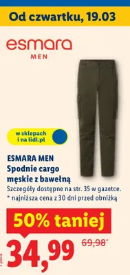 Spodnie cargo męskie z bawełną promocja w Lidl