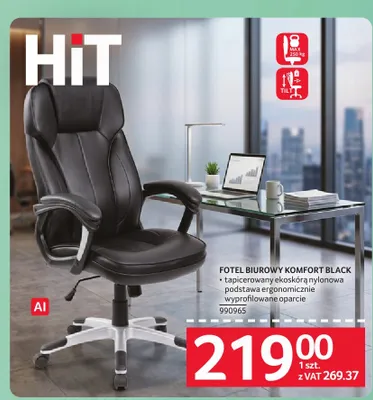 Fotel biurowy Komfort Black promocja w Selgros