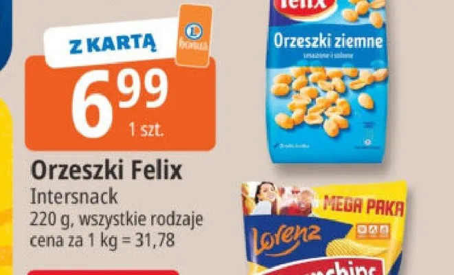 Orzeszki ziemne smażone i solone Felix promocja w Leclerc