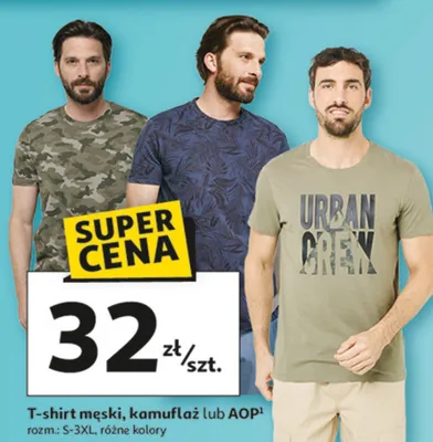 T-shirt męski, kamuflaż lub AOP, rozm. S-3XL, różne kolory promocja w Auchan
