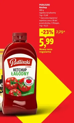 Ketchup pikantny Pudliszki promocja w Lidl