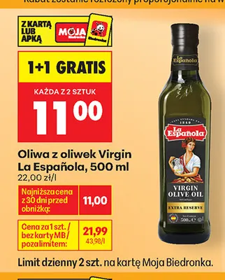 Oliwa z oliwek Virgin La Española promocja w Biedronka