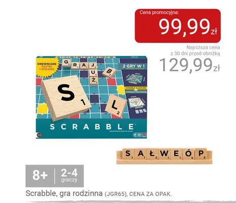 Gra planszowa Scrabble Mattel promocja w Smyk