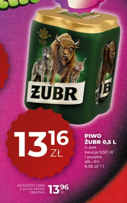 Piwo Żubr 4-pak 500 ml promocja w Duży Ben