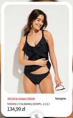 Tankini z falbanką komplet 2-częściowy bonprix promocja w bonprix