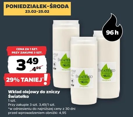 Wkład olejowy do zniczy Światełko promocja w Netto