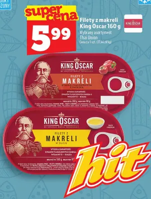 Filety z makreli w sosie pomidorowym z papryką King Oscar promocja w TOPAZ