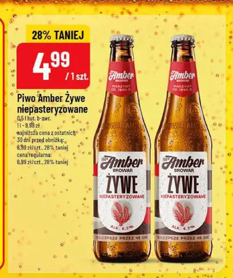 Piwo Amber Żywe niepasteryzowane promocja w POLOmarket