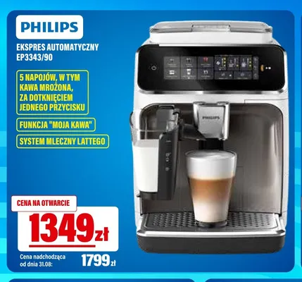 Ekspres automatyczny Philips EP3343/90 promocja w RTV EURO AGD