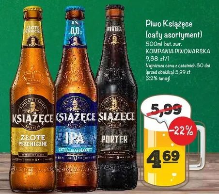 Piwo Książęce (cały asortyment) promocja w Arhelan