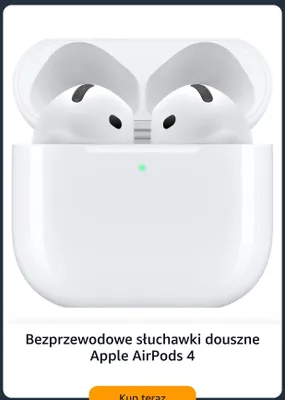 Bezprzewodowe słuchawki douszne Apple AirPods 4 promocja w Amazon