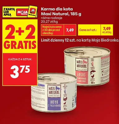 Karma dla kota Maxi Natural Łosoś z wątróbką z kurczaka promocja w Biedronka