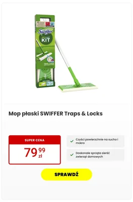 Mop płaski Swiffer Traps & Locks promocja w Media Expert