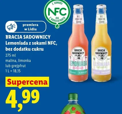 Lemoniada z sokami NFC bez dodatku cukru Bracia Sadownicy malina 275ml promocja w Lidl