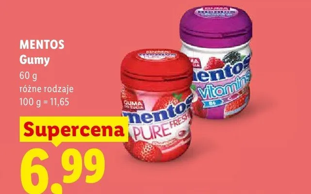 Gumy do żucia Mentos promocja w Lidl