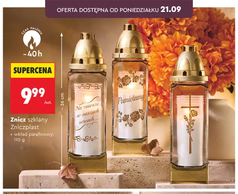 Znicz szklany Zniczplast promocja w Biedronka