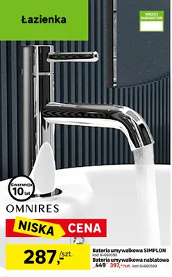 Bateria umywalkowa Omnires Simplon promocja w Leroy Merlin