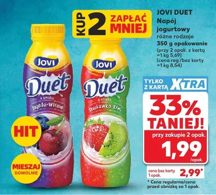 Napój jogurtowy jagoda-wiśnia Jovi Duet promocja w Kaufland