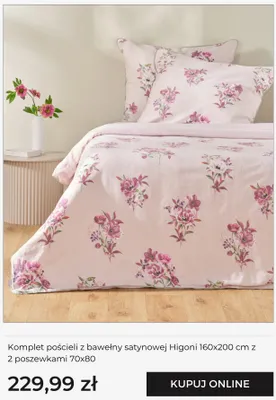 Komplet pościeli z bawełny satynowej Higoni 160x200 cm z 2 poszewkami 70x80 promocja w home&you