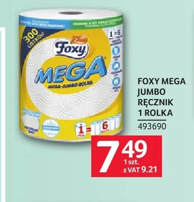 Ręcznik papierowy Mega Jumbo 1 rolka Foxy promocja w Selgros