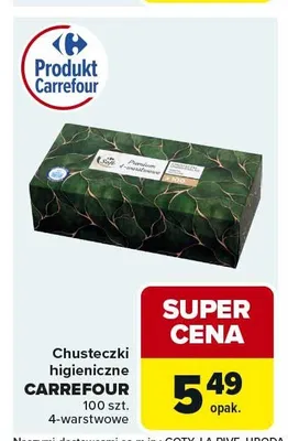 Chusteczki higieniczne Carrefour 4-warstwowe promocja w Carrefour Market