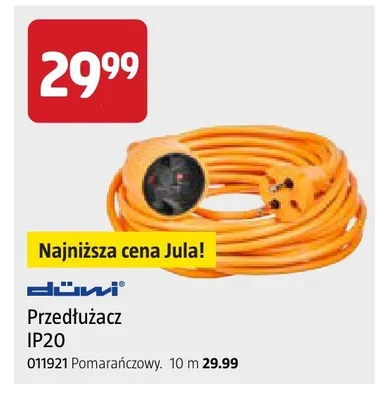 Przedłużacz IP20 Düwi pomarańczowy 10m promocja w Jula