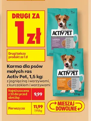 Karma dla psów małych ras Activ Pet z jagnięciną i warzywami promocja w Biedronka