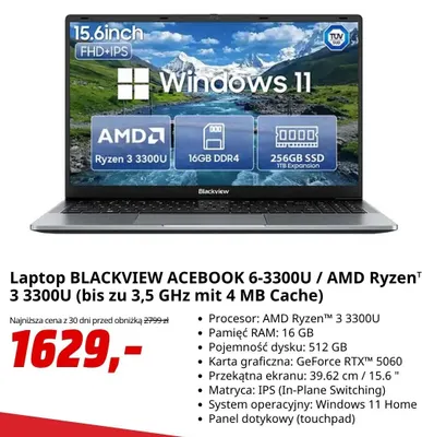 Laptop Blackview Acebook 6-3300U promocja w Media Markt