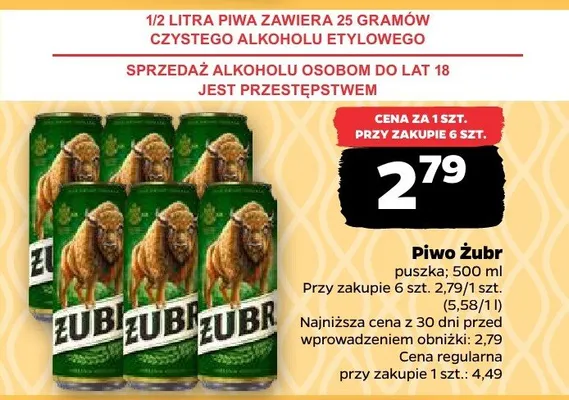 Piwo Żubr promocja w Netto