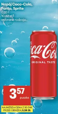 Napój Coca-Cola, Fanta, Sprite wybrane rodzaje promocja w Delikatesy Centrum