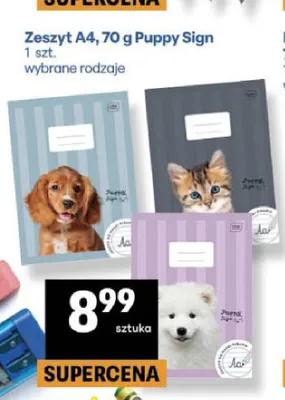 Zeszyt A4 70 g Puppy Sign promocja w Delikatesy Centrum