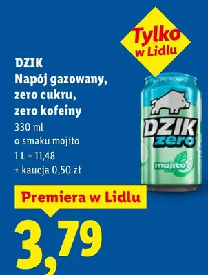Napój gazowany zero cukru, zero kofeiny o smaku mojito promocja w Lidl