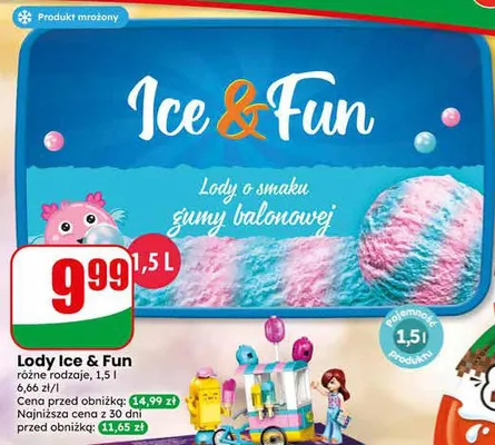 Lody o smaku gumy balonowej Ice & Fun promocja w Dino