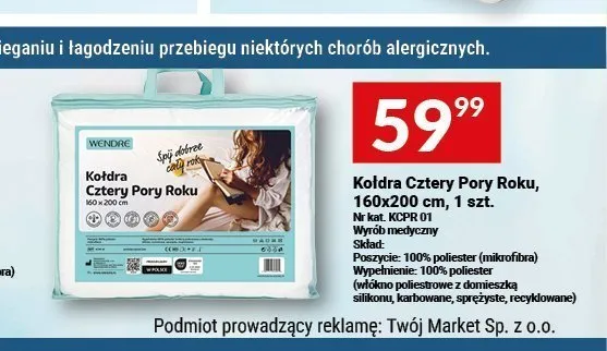 Kołdra Cztery Pory Roku Wendre 160x200 cm promocja w Twój Market