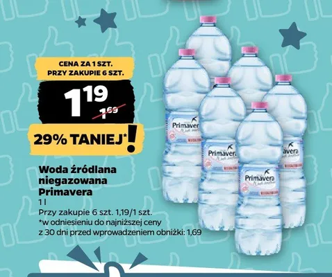 Woda źródlana niegazowana Primavera promocja w Netto