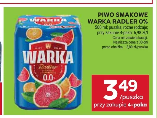 Piwo bezalkoholowe Warka Radler promocja w Stokrotka