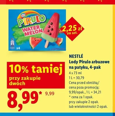 Lody Pirulo arbuzowe na patyku Nestlé promocja w Lidl