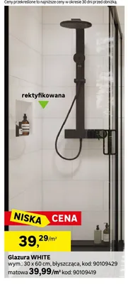 Glazura WHITE matowa wym.: 30x60cm promocja w Leroy Merlin