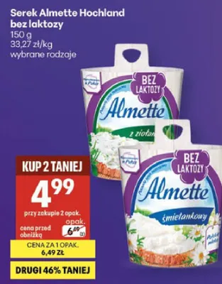 Serek bez laktozy śmietankowy promocja w Delikatesy Centrum