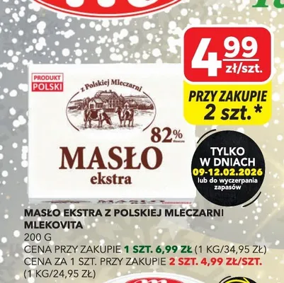 Masło ekstra z polskiej mleczarni Mlekovita promocja w Top Market