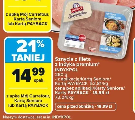 Sznycle z fileta z indyka premium promocja w Carrefour