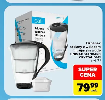 Dzbanek szklany z wkładem filtrującym wodę Dafi Unimax Standard Crystal 2 l promocja w Carrefour