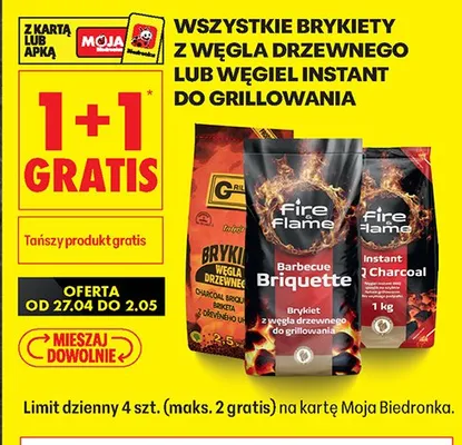 Brykiet z węgla drzewnego Fire Flame do grillowania promocja w Biedronka