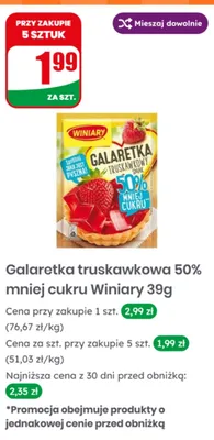 Galaretka truskawkowa 50% mniej cukru Winiary promocja w Dino