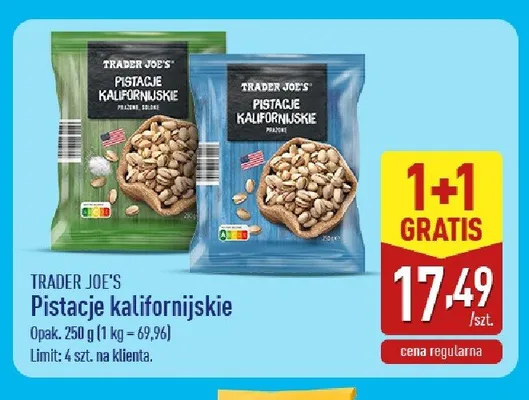 Pistacje kalifornijskie prażone Trader Joe's promocja w Aldi