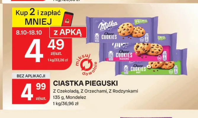 Ciastka Pieguski Milka z orzechami promocja w Chorten