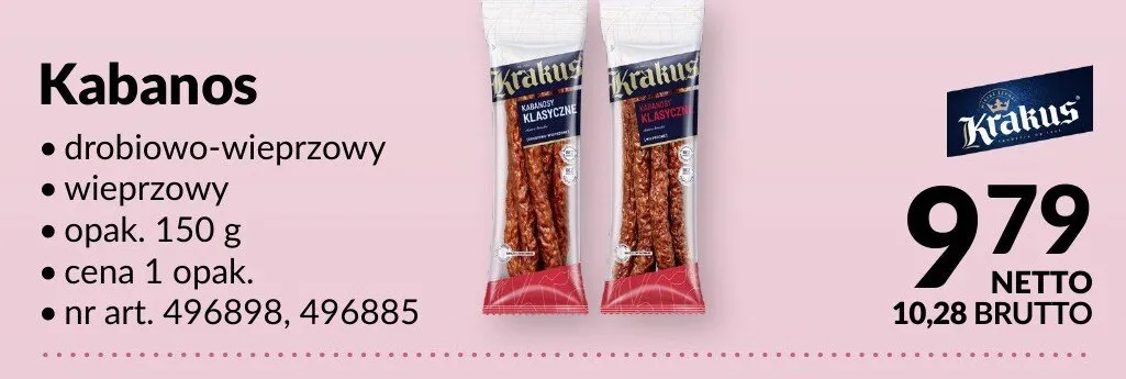 Kabanos drobiowo-wieprzowy, wieprzowy promocja w Makro