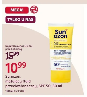 Matujący fluid przeciwsłoneczny Sunozon SPF 50 promocja w Rossmann