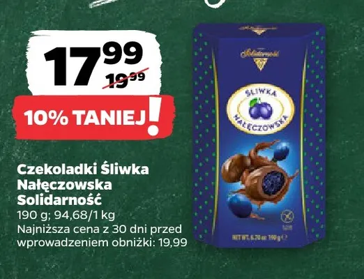Czekoladki Śliwka Nałęczowska Solidarność promocja w Netto