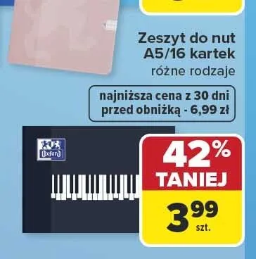 Zeszyt do nut A5 16 kartek Oxford promocja w Carrefour